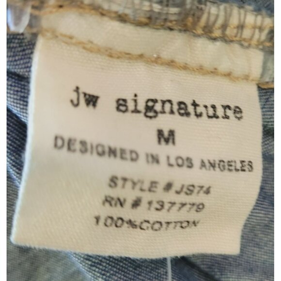 Sleeveless Denim Button-Up Shirt By JW Signature  Medium  100% Cotton  Distresse - Picture 6 of 12